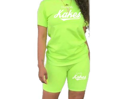I Love My Kakes Lime Green Sport Suit ( White Letters )