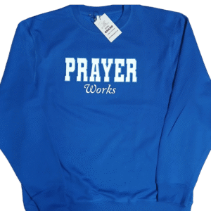 Prayer Works Blue Embroidery Crewneck